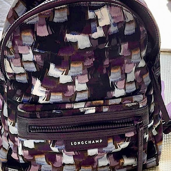 Longchamp Le Pliage Neo Vibration Purple Black Nylon Backpack - Picture 3 of 6